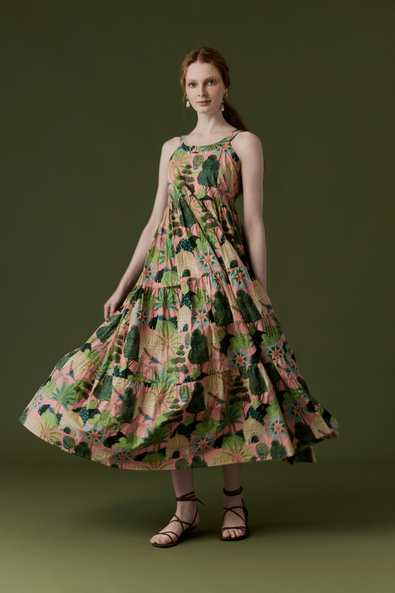 Tibet Peacock Dress Peach