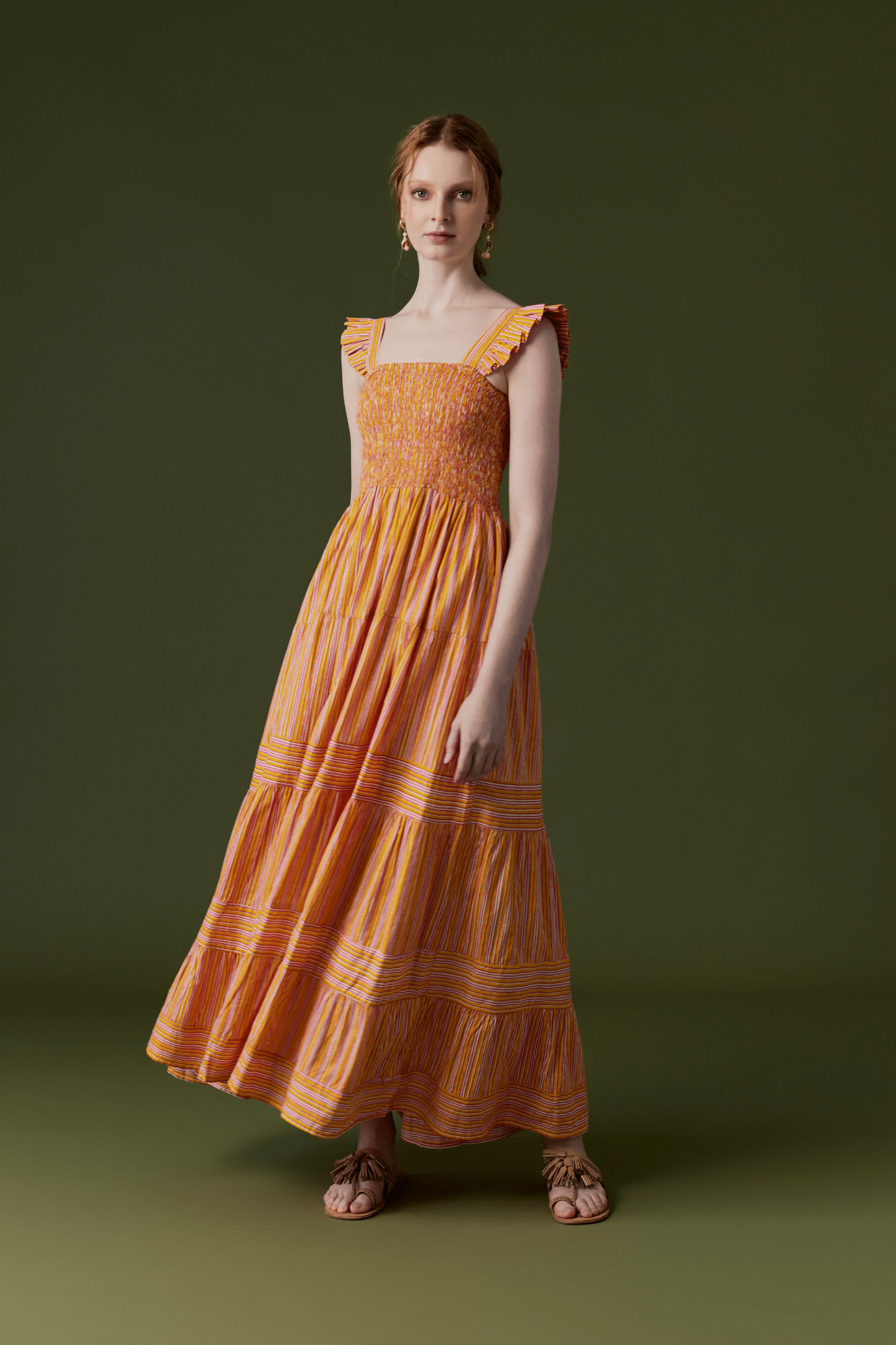 Rocio Strip Dress Orange/Pink