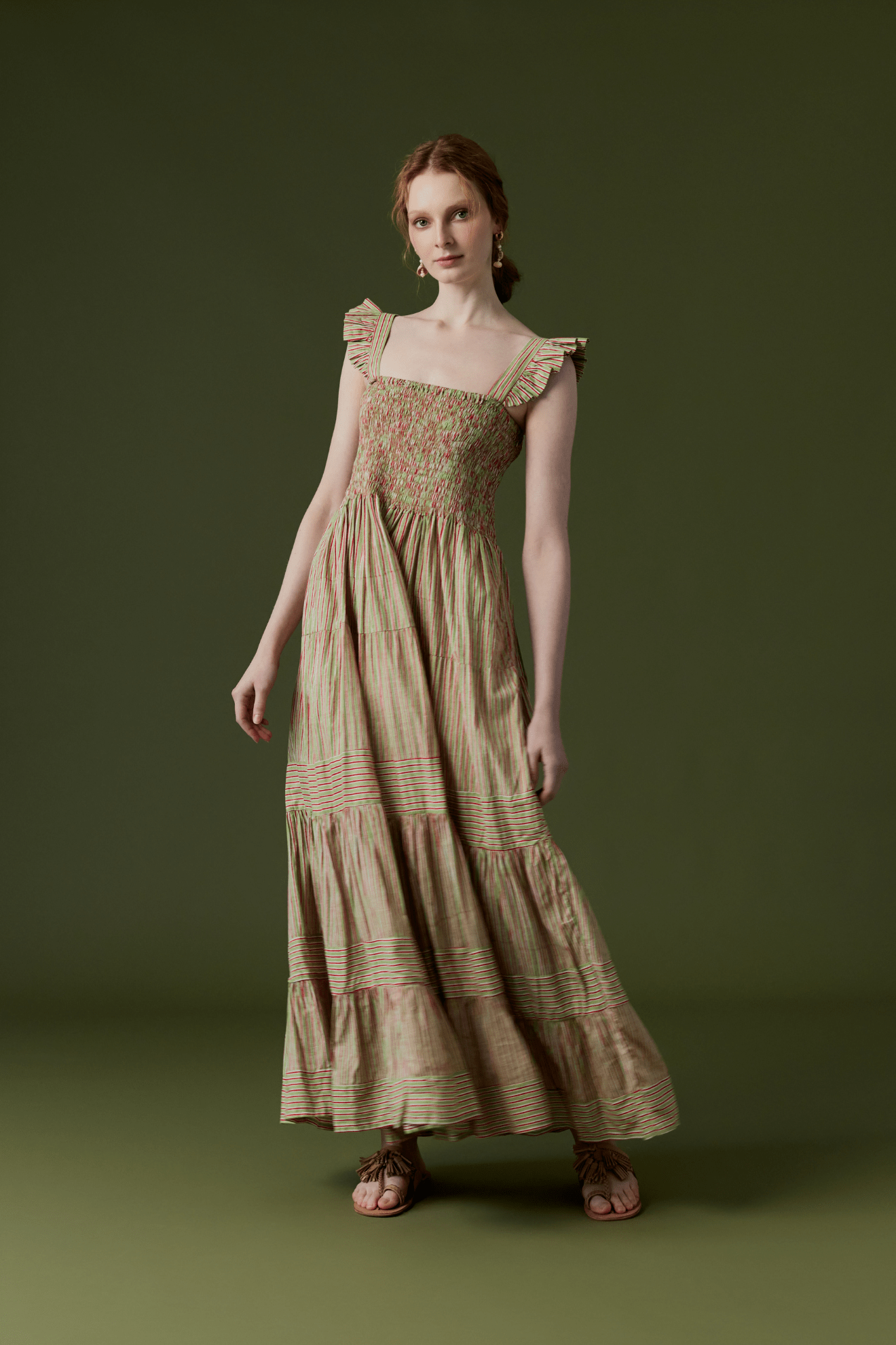 Rocio Strip Dress Green