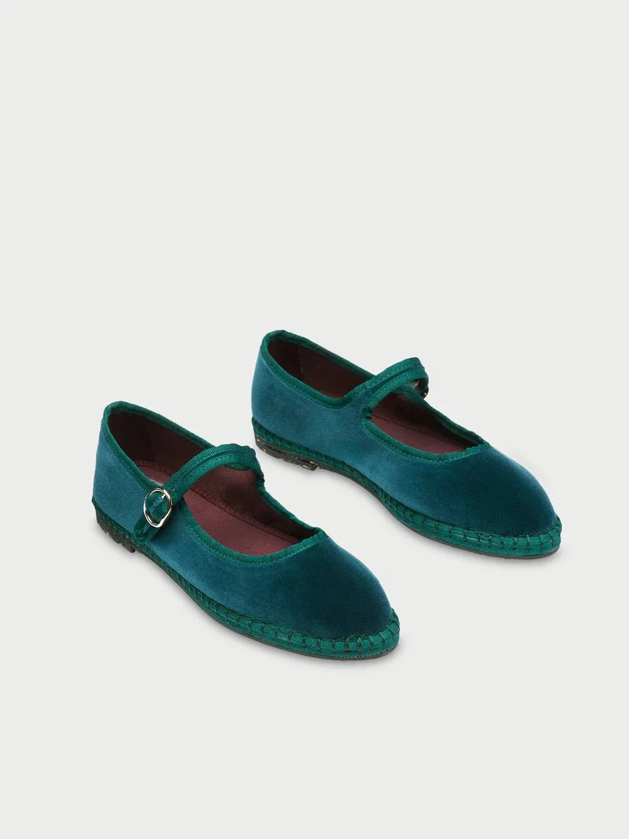 Flabelus Leonor Mary Jane Velvet Green