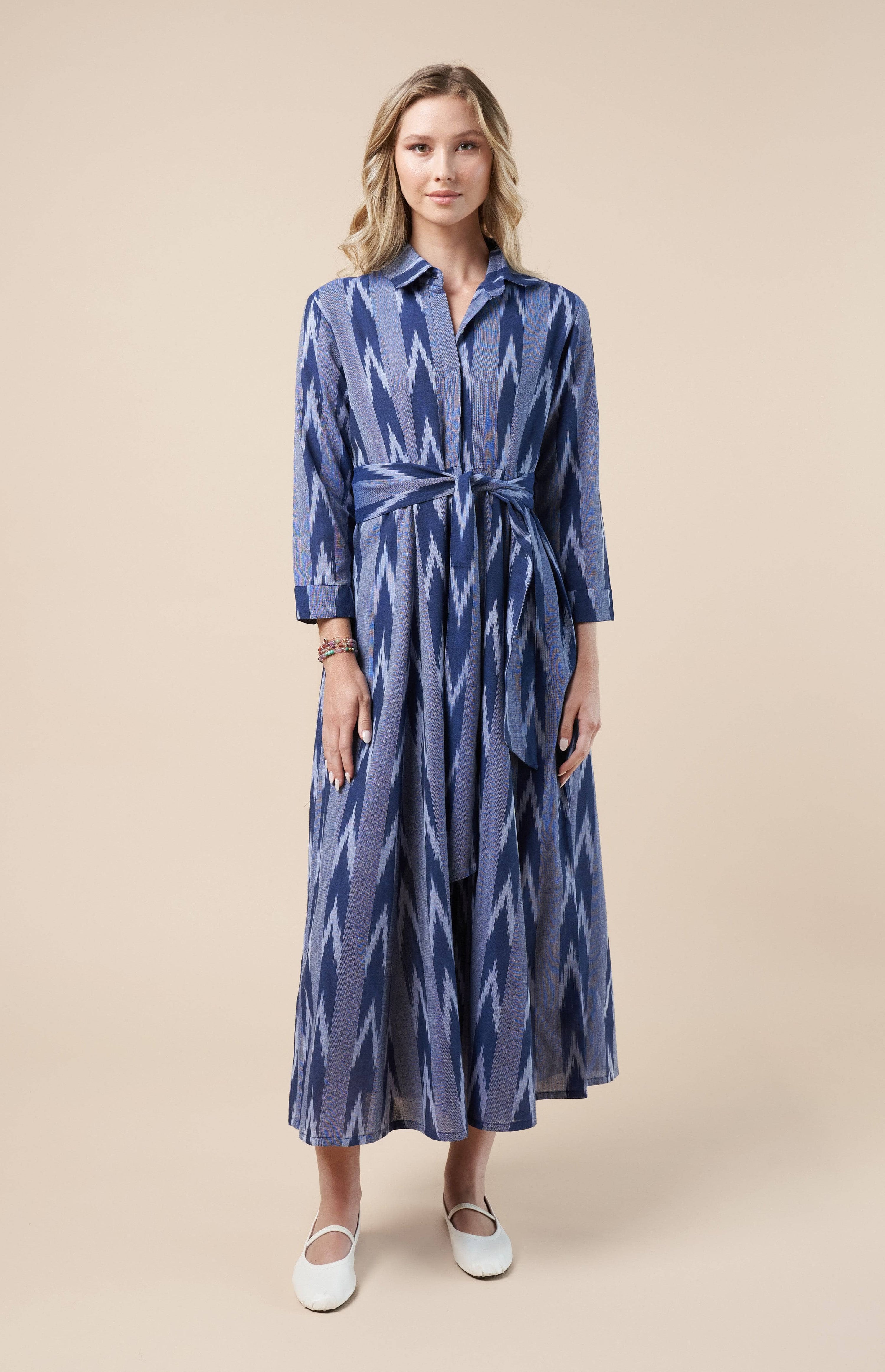 Luciana Ikat Dress Navy Blue