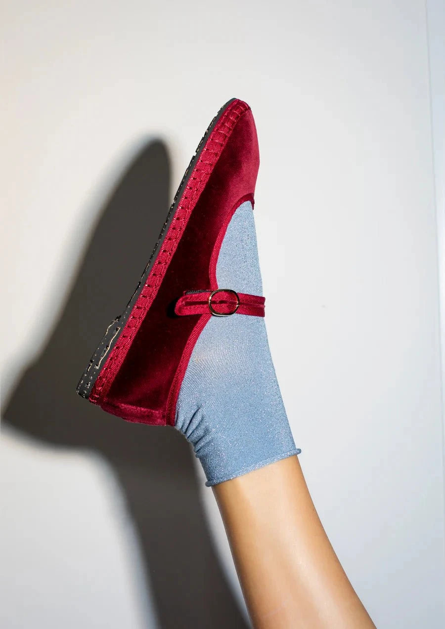 Flabelus Lucrecia Mary Jane Velvet Red