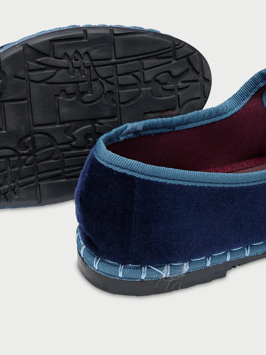 Flabelus Montague Mary Jane Velvet Blue