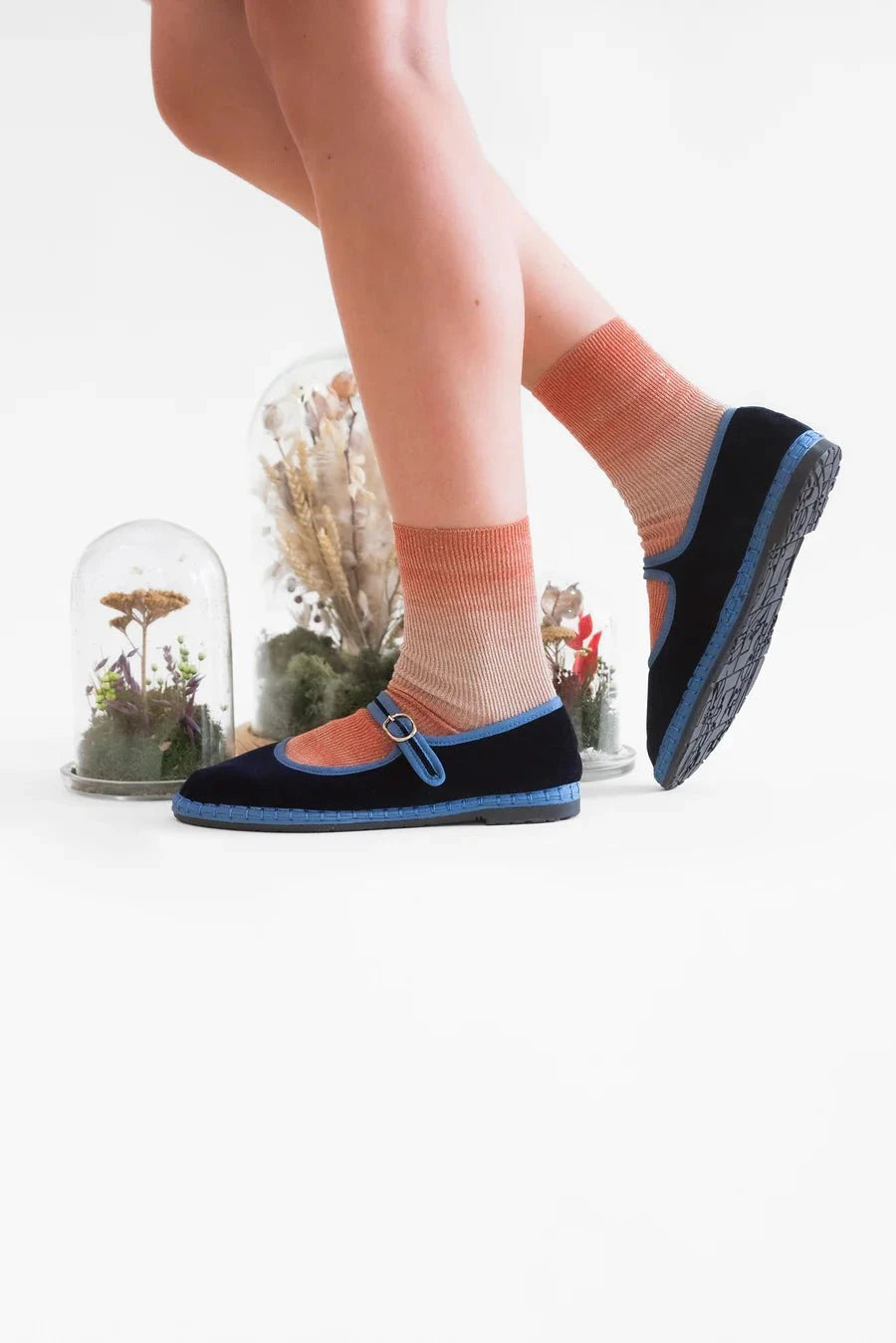 Flabelus Montague Mary Jane Velvet Blue