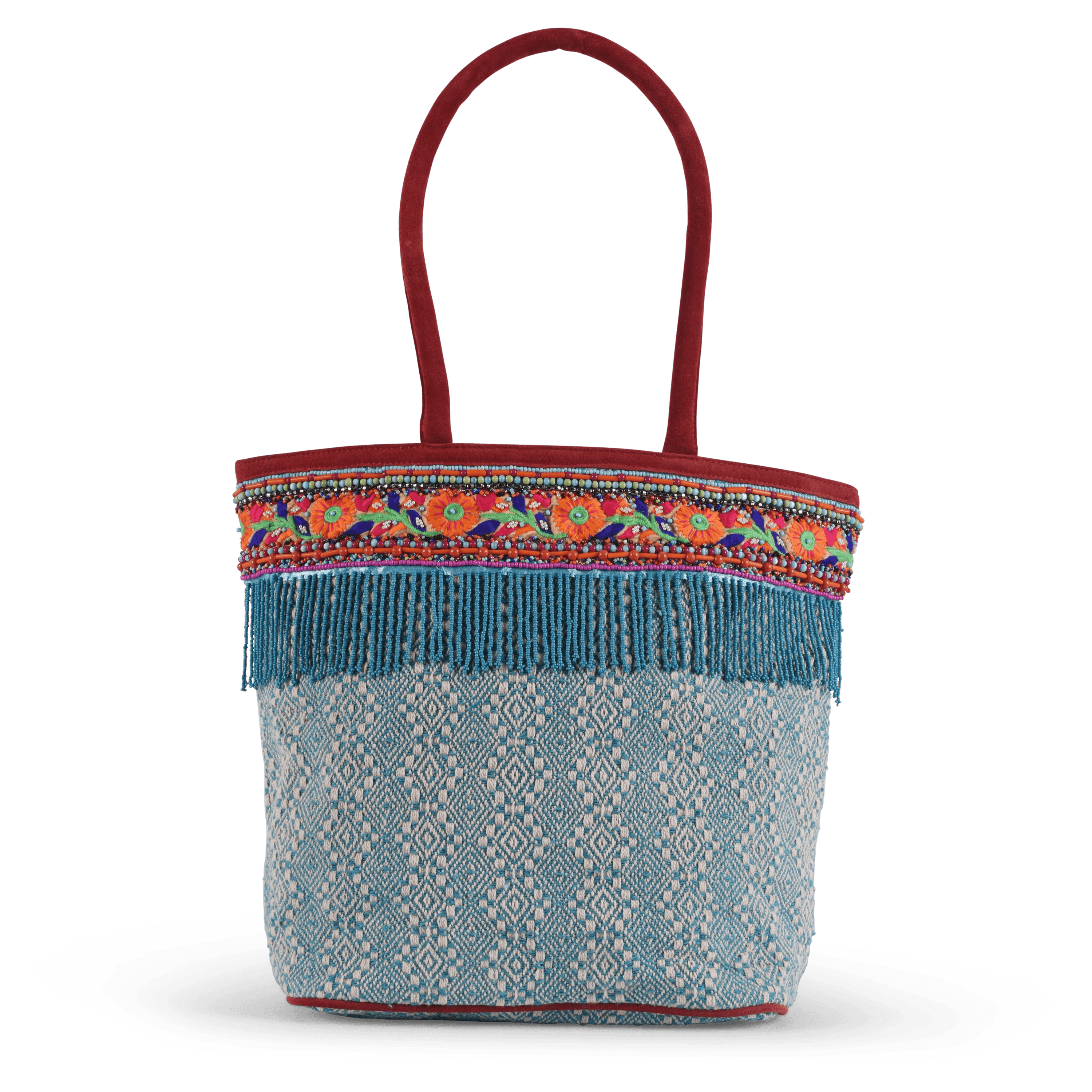 Khari Printed Tote - Light Blue