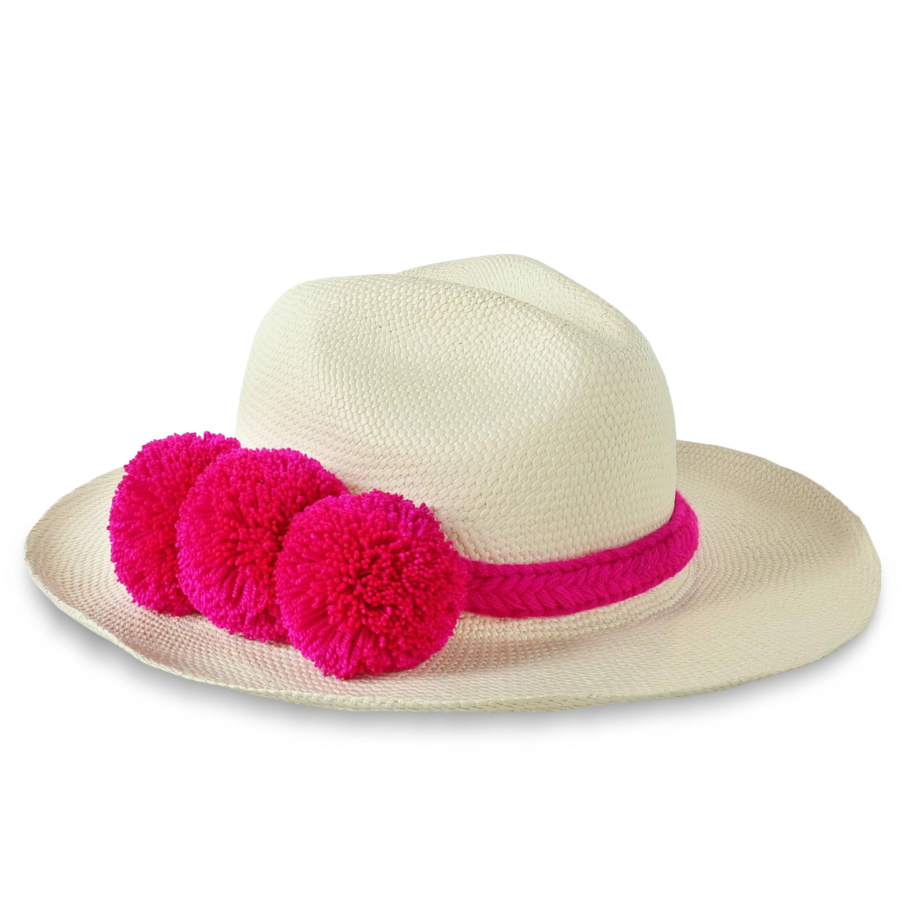 GUADALUPE HAT + WHITE FUCSIA POM POM