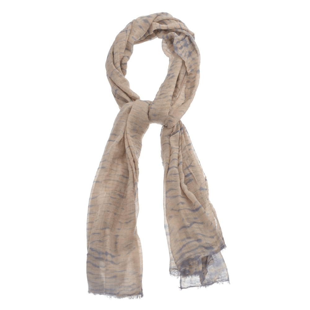 Shibori Lines Pashmina - Taupe/Black