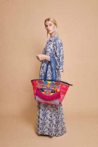Naina Emebellished Tote - Hot Pink / Multi